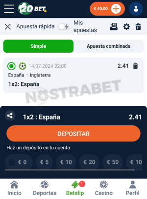 20bet boleta de apuestas móvil