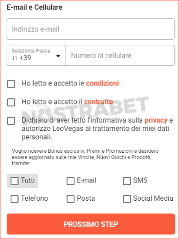 registrazione leovegas