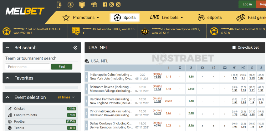 melbet nfl betting