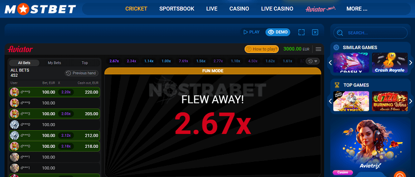 mostbet aviator demo mode