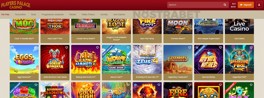 players palace casino games