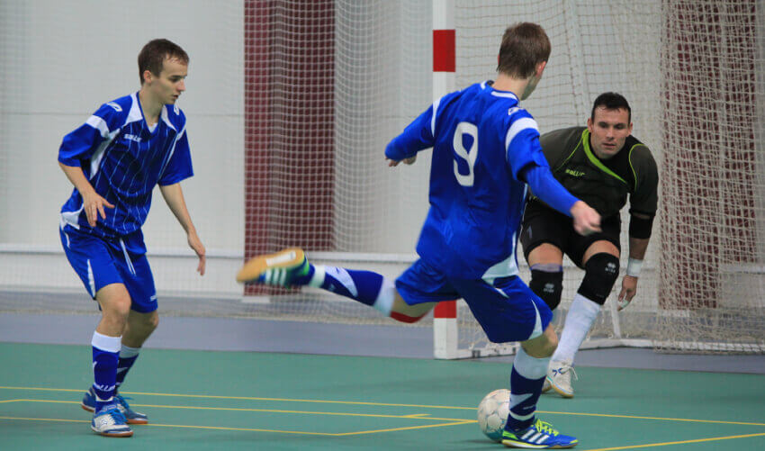 teams playing futsal